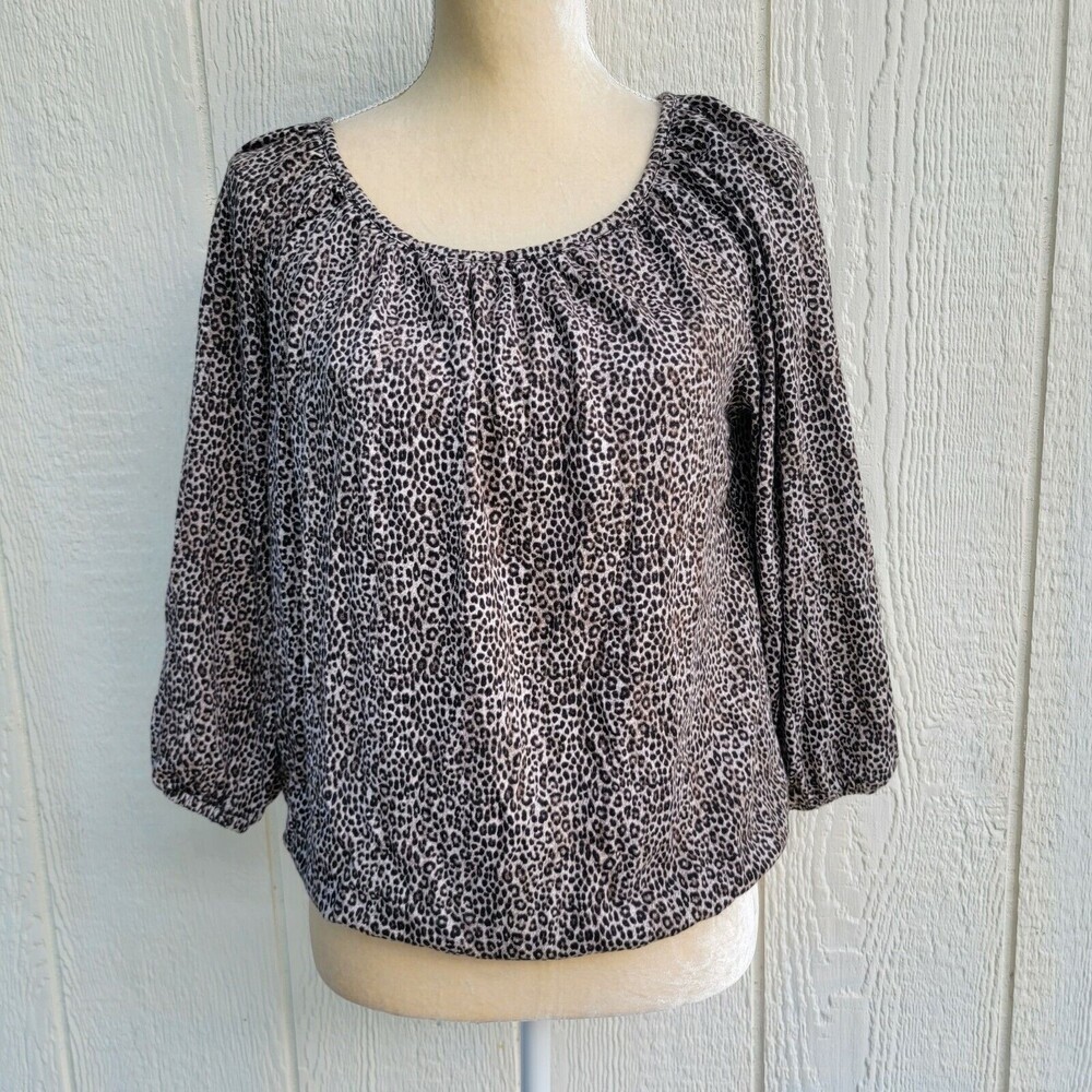 Michael Kors Womens  Leopard Print 3/4 Sleeve blouse Size small